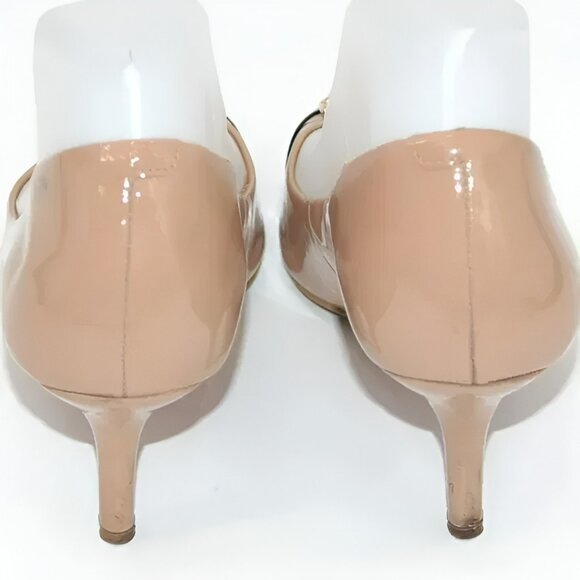 Coach Black Tan Beige Minimalist Cap Toe Spectator Patent Leather Heels Pumps 7 - Picture 7 of 14